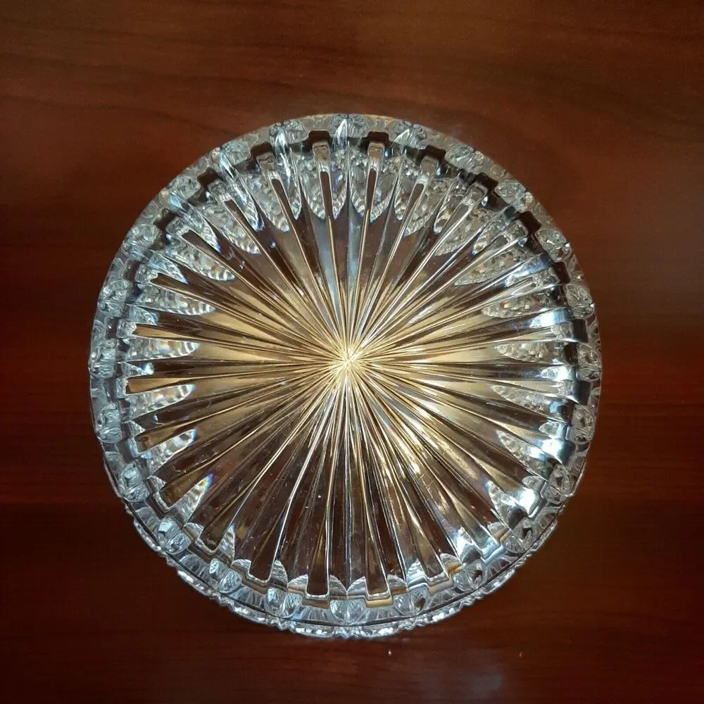 Vintage Clear Glass Serving Bowl Pressed Textured Candy Dish